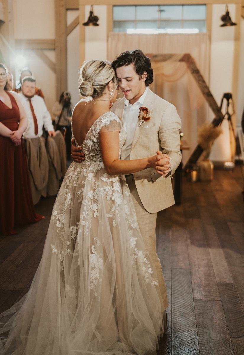 couple having first dance at wedding