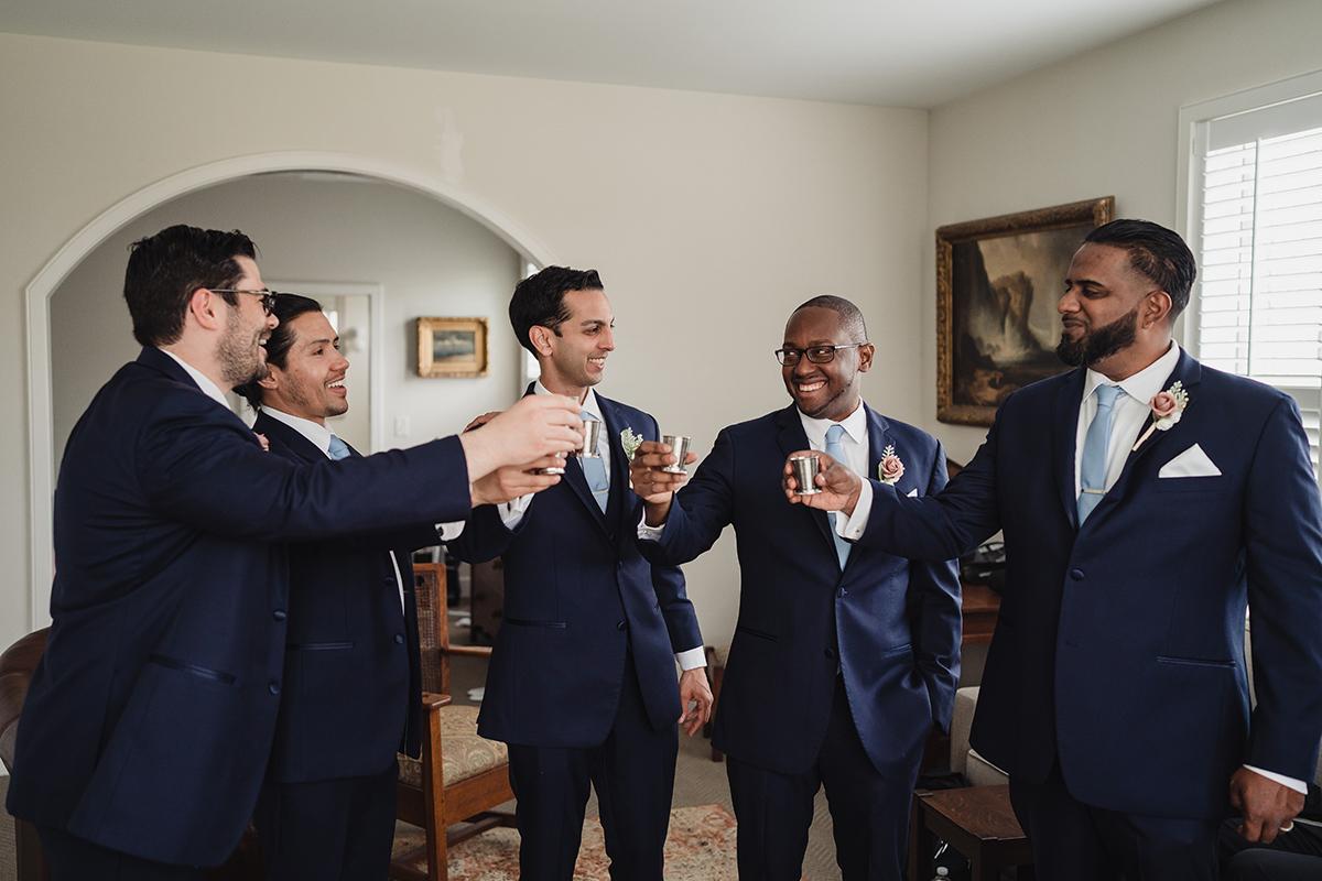 Groomsmen toasting