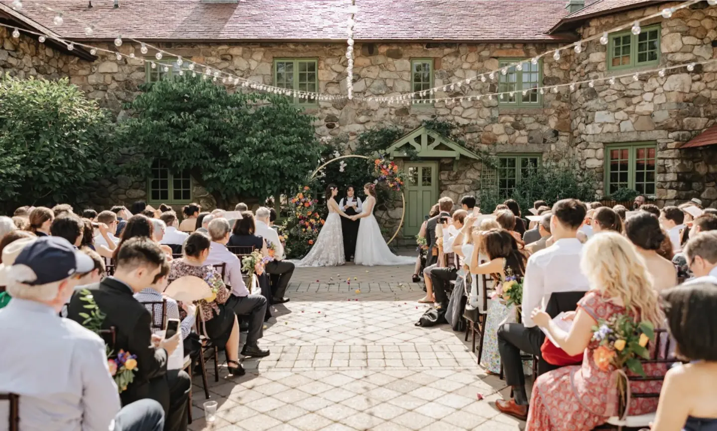 Wedding ceremony in courtyard