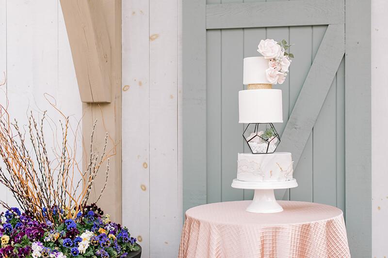 Barn entrance with cake