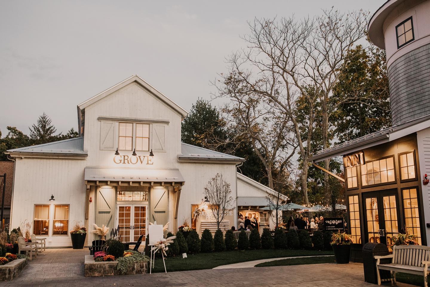 grove entrance at dusk