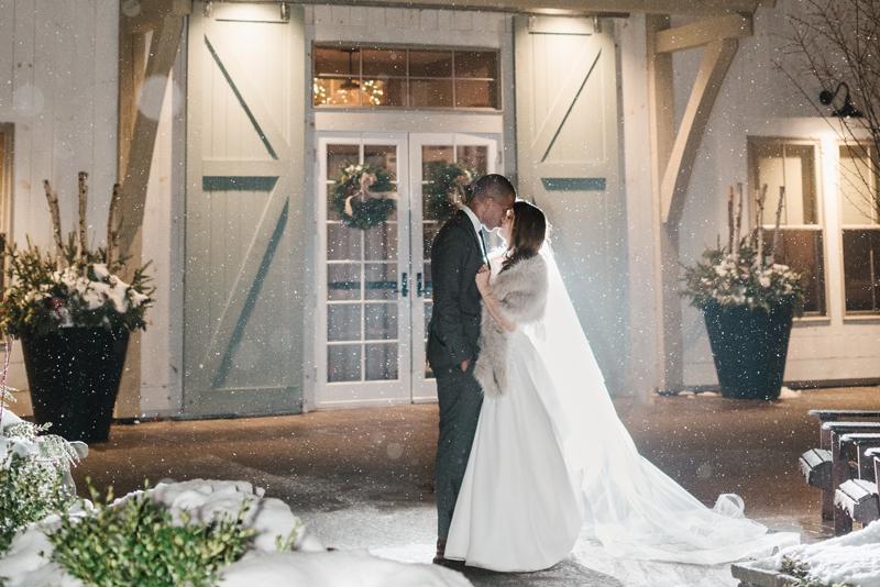 Couple outside in the winter