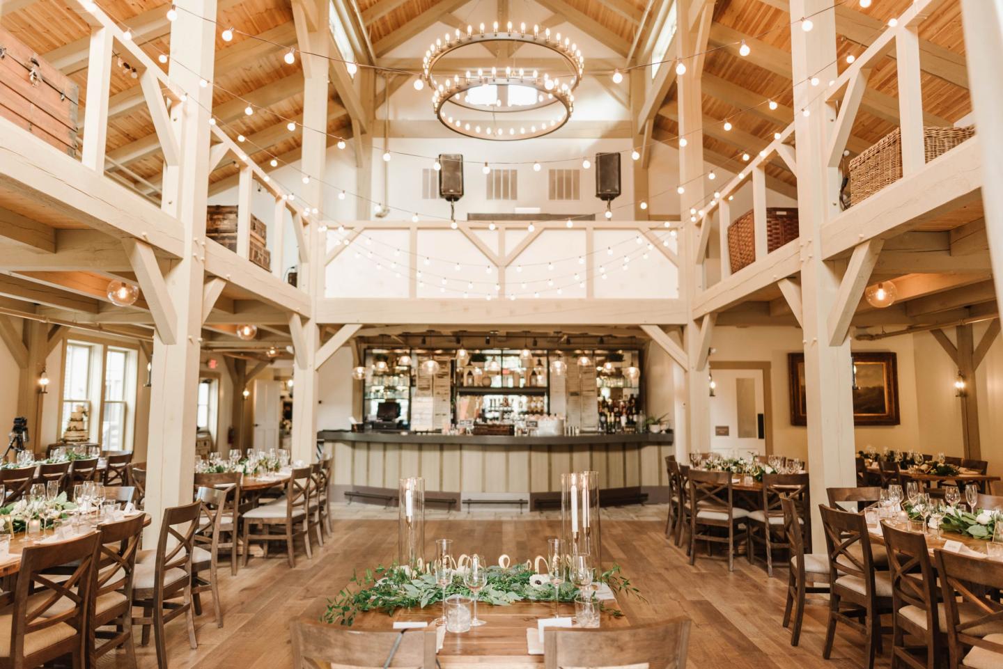 Wedding venue with candles and twinkly lights