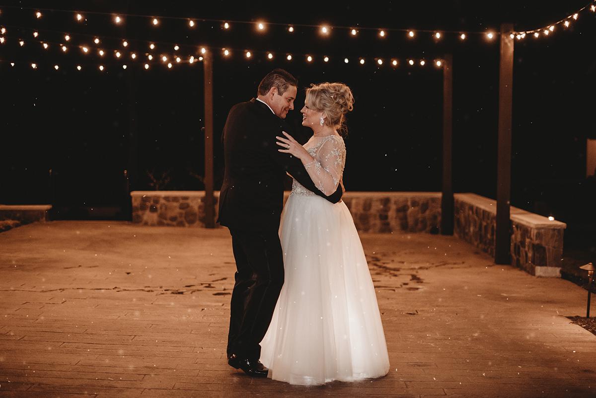 First dance at outside winter reception