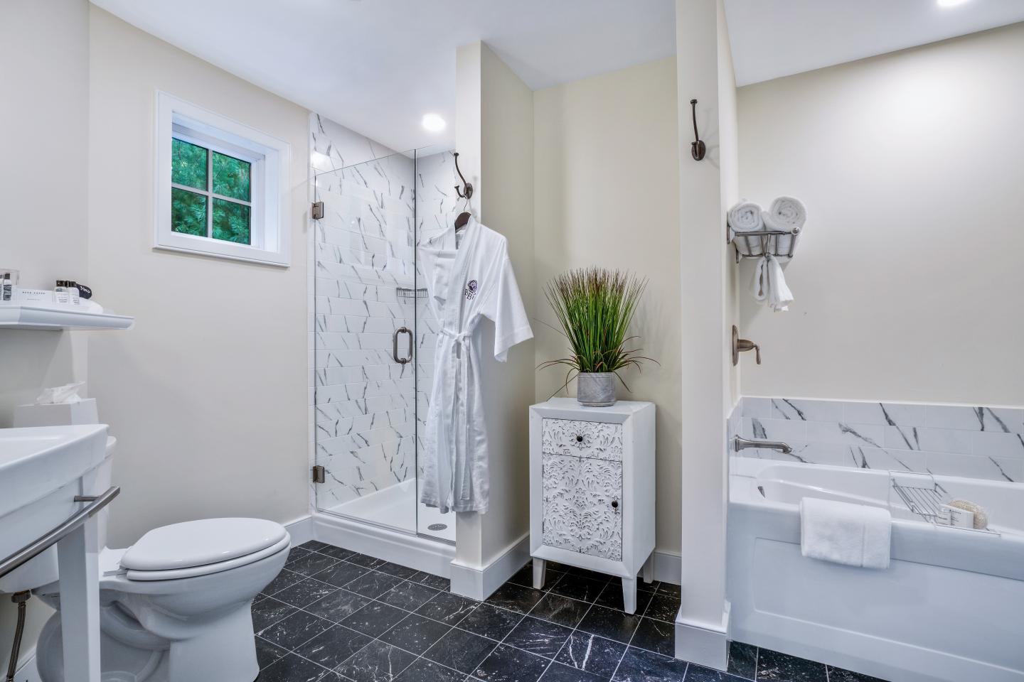 A view of a hotel bathroom