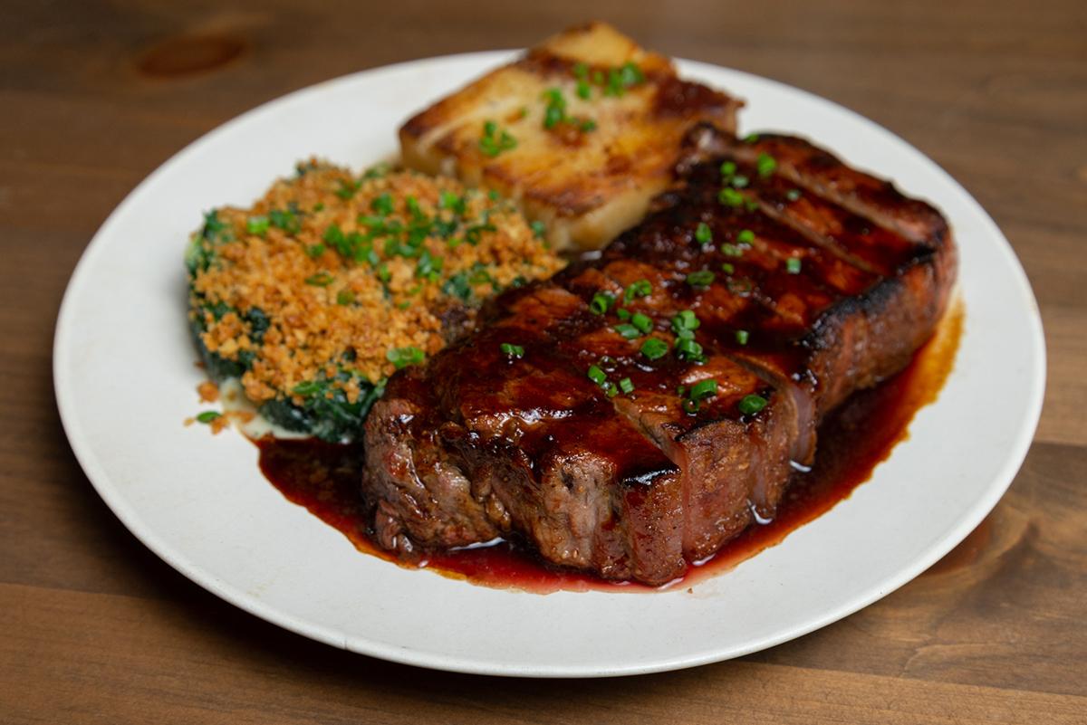 NY Strip Steak creamed kale potato