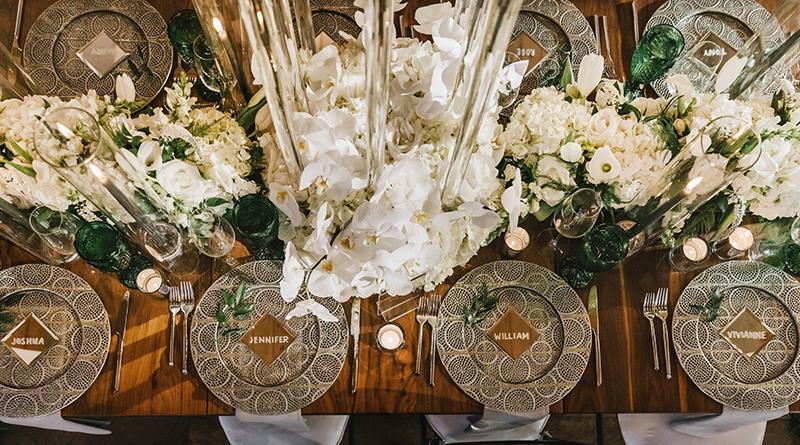 Tablescape with florals and chargers