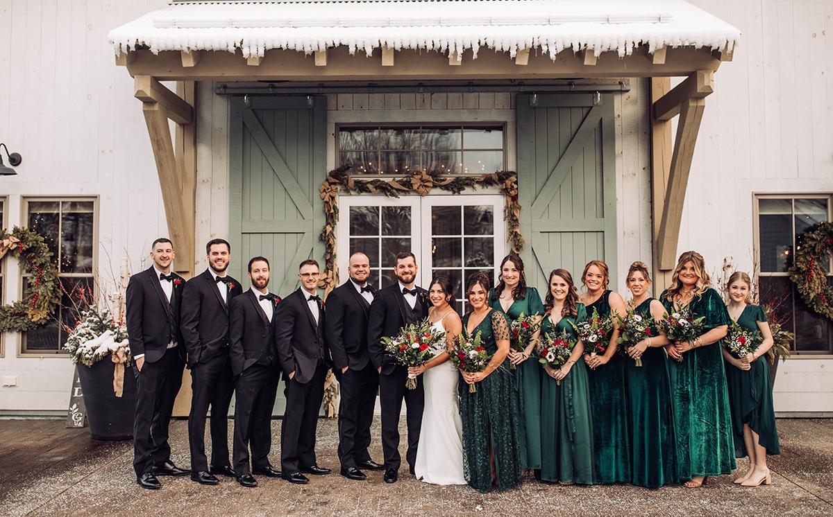 Bridal Party at winter wedding
