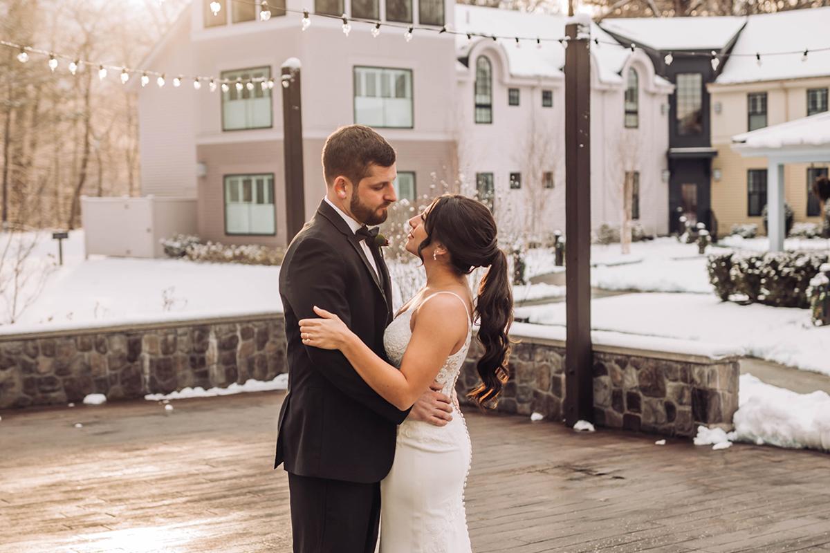 Couple's first dance at winter reception