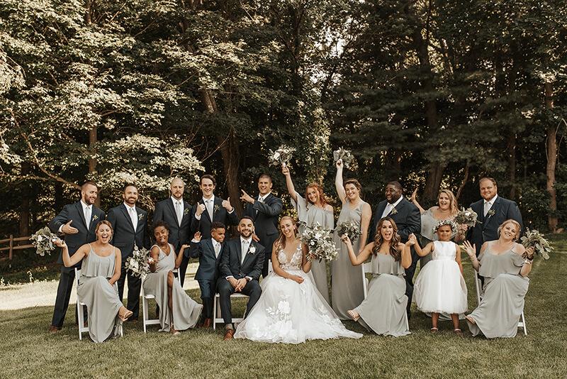 Wedding party outdoors