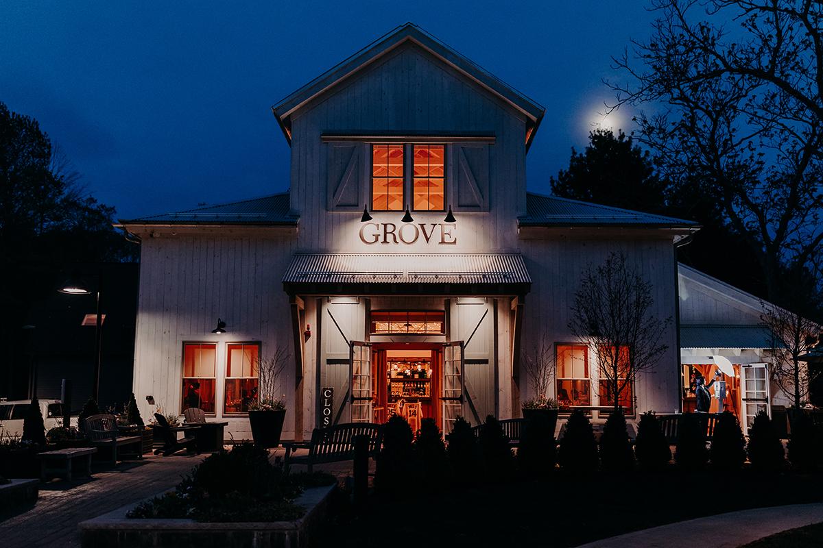 Grove entrance at night