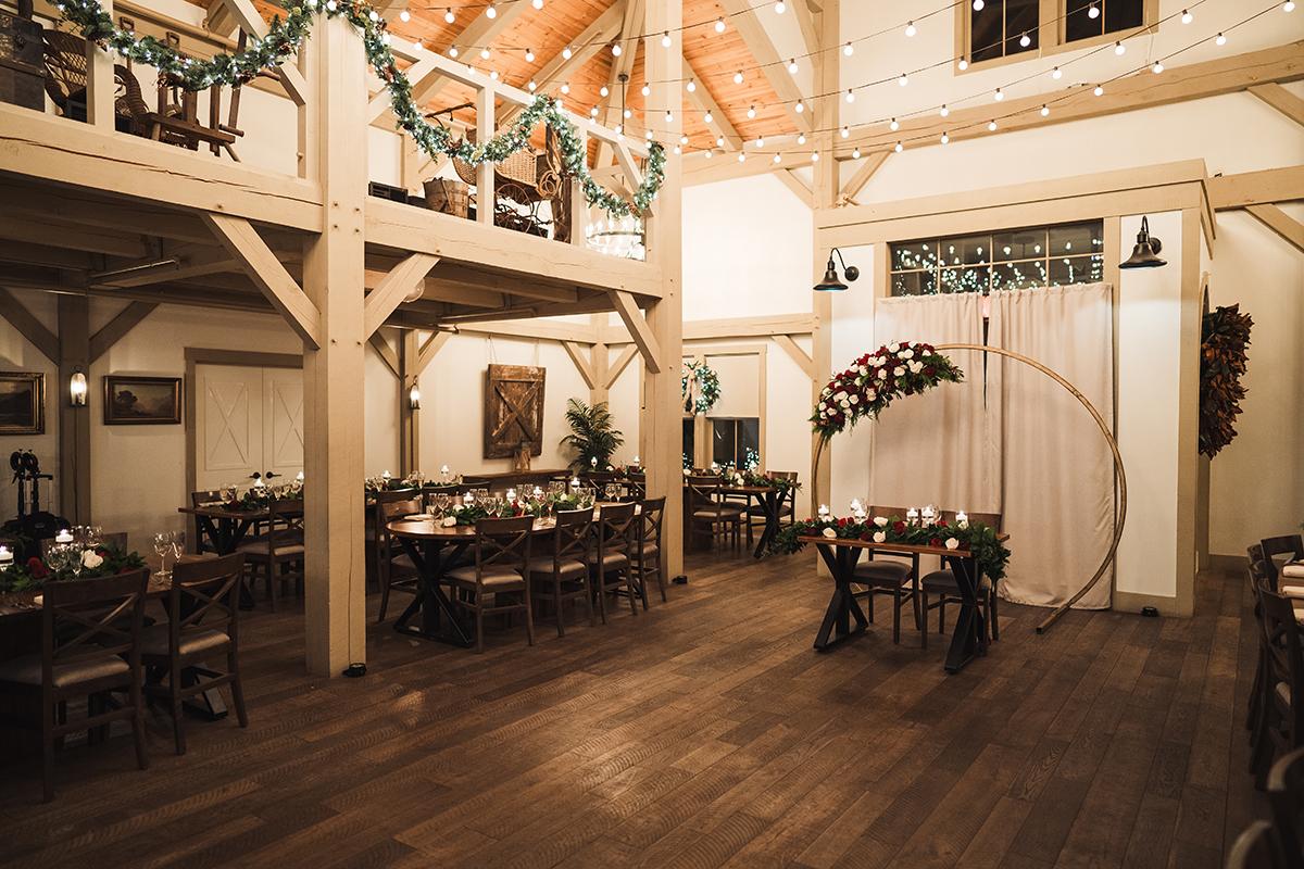 reception setup with holiday decor