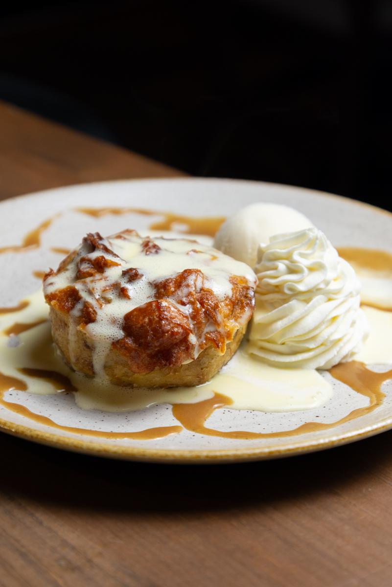sticky toffee pudding with a scoop of ice cream