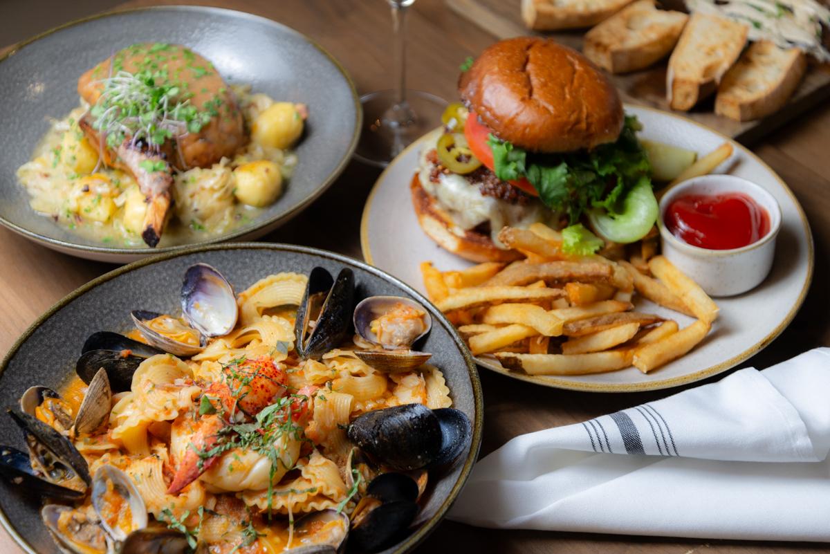 Seafood Pasta Al Limone, Beeler Farm Pork Chop and The Burger