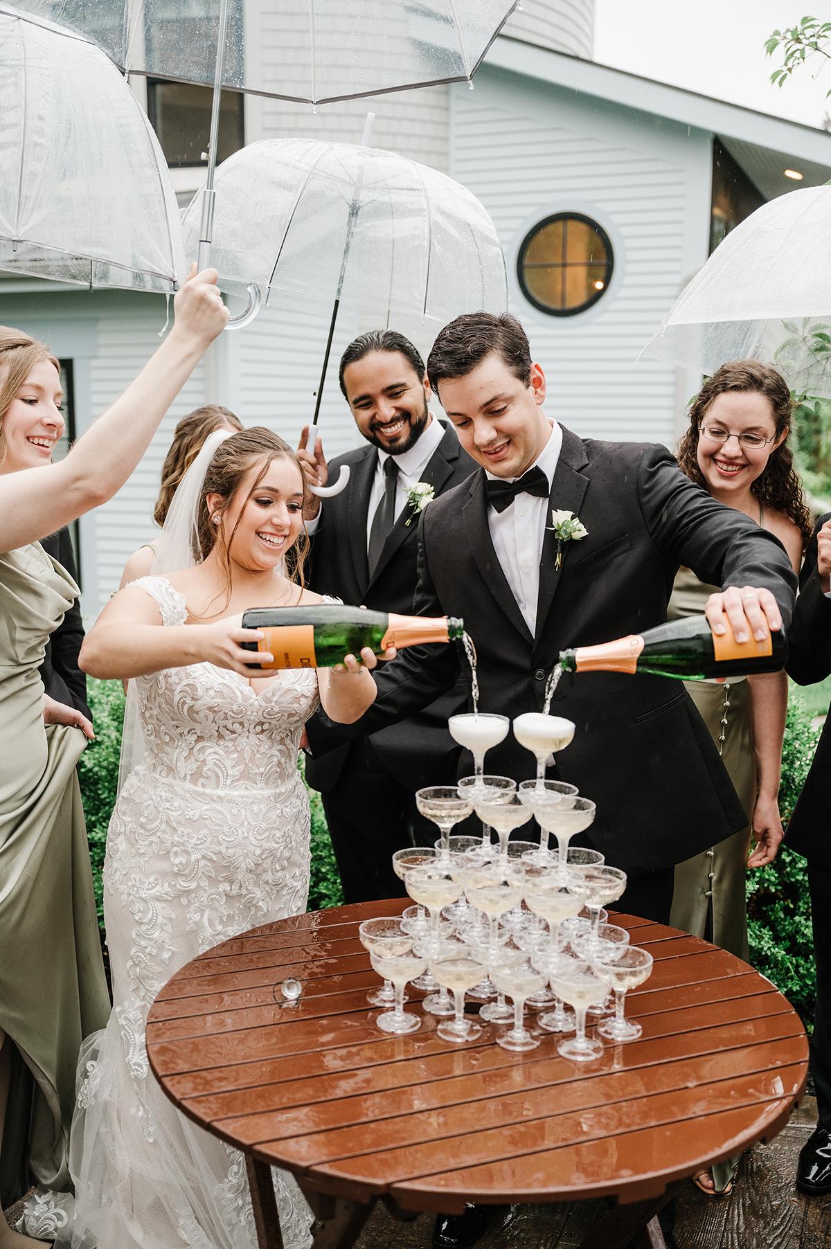 champagne pour in the rain