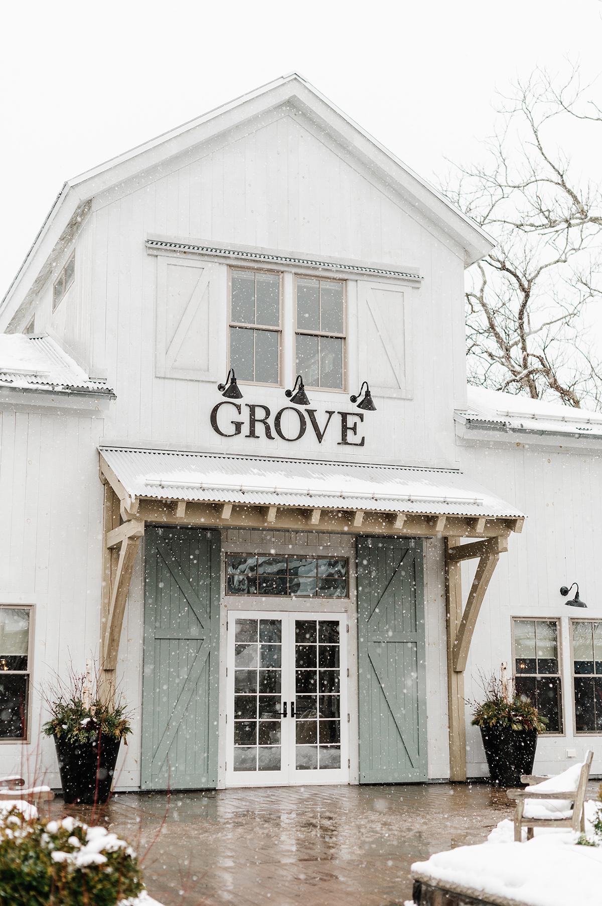 snowy grove entrance