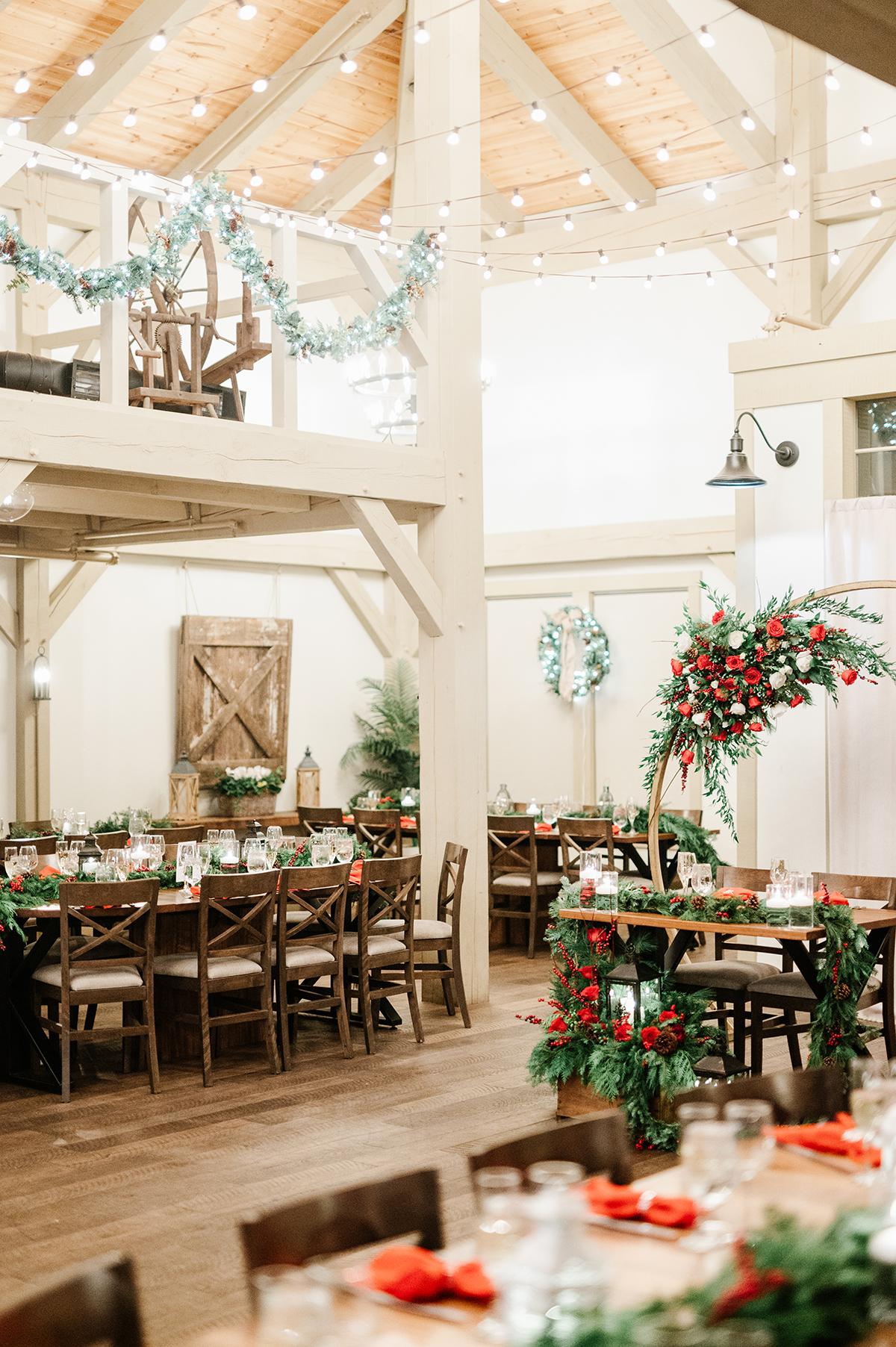 reception with holiday decor