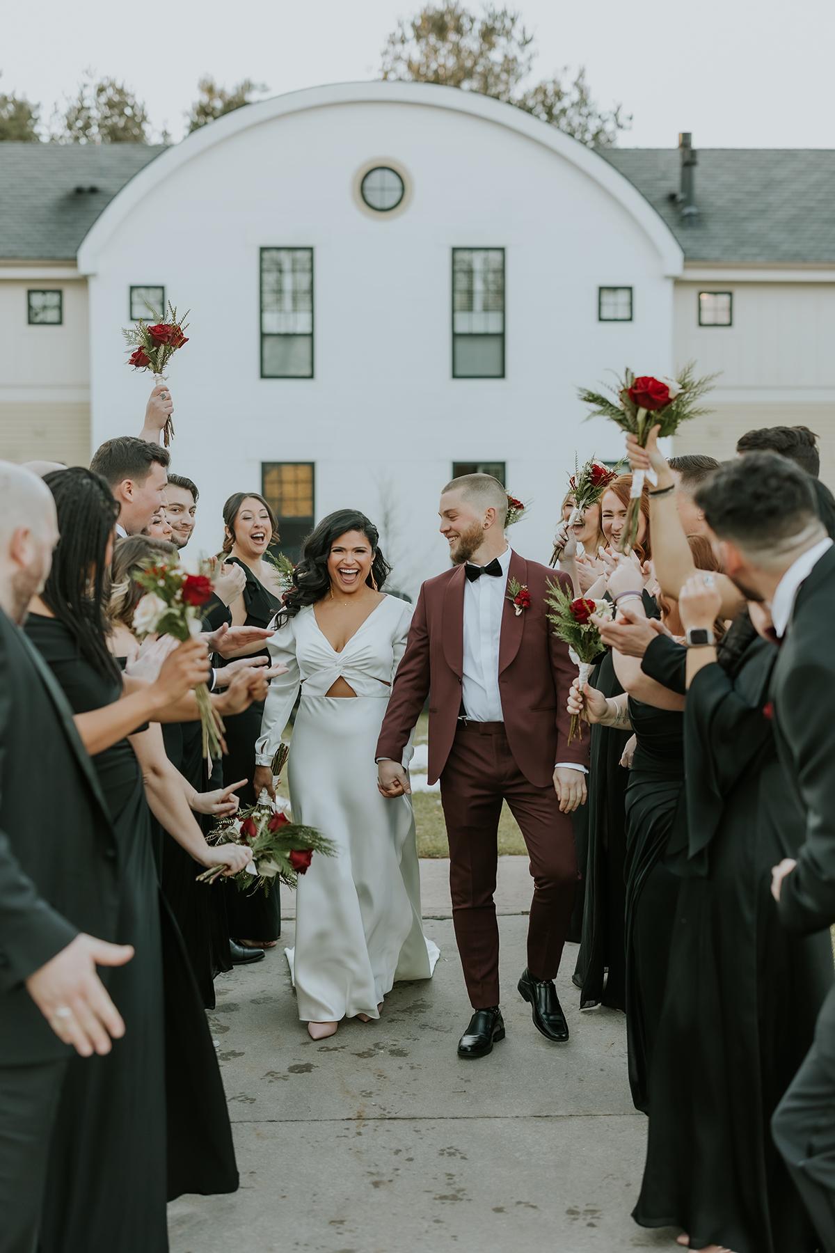 wedding party in courtyard