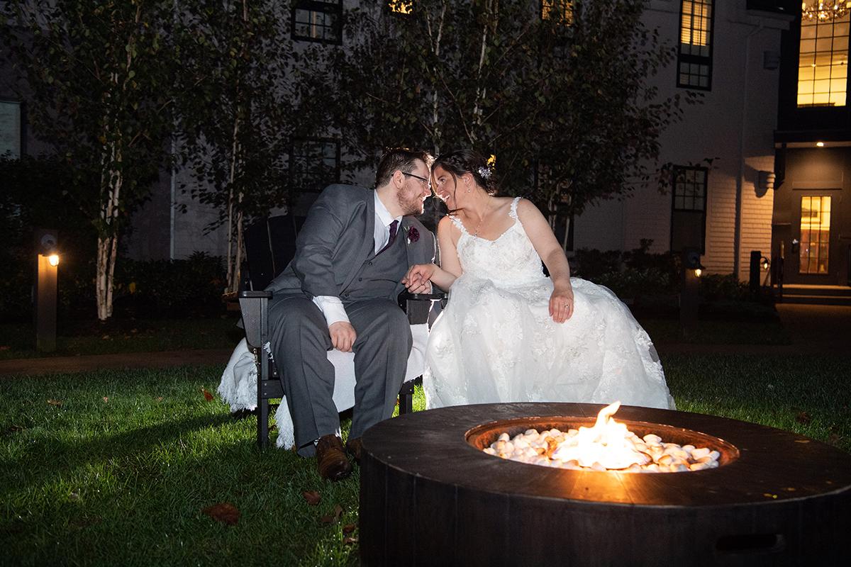 couple by fire pit