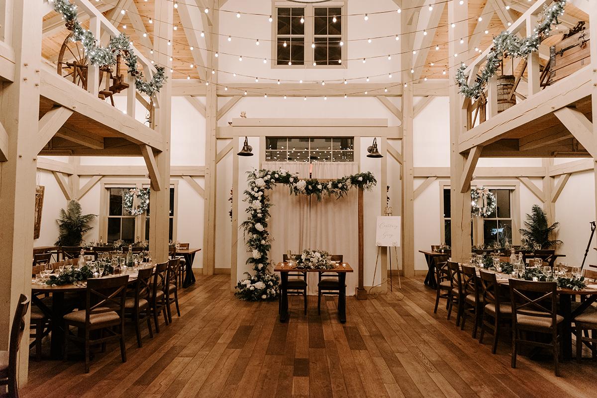 indoor ceremony with holiday decor