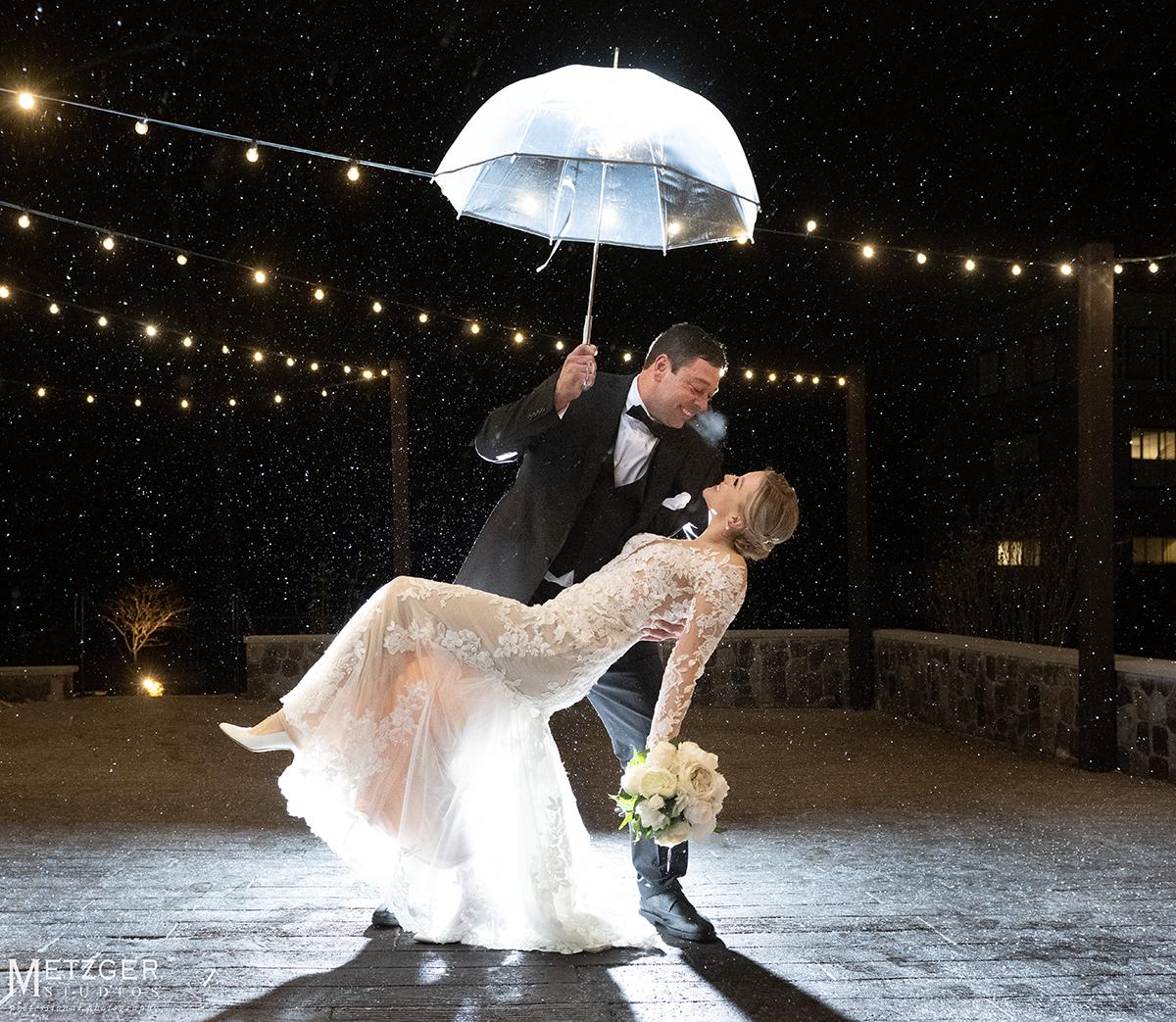 couple at night with snow
