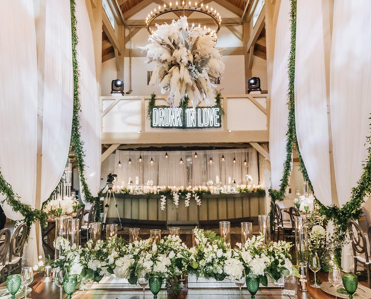 barn with greenery and draping